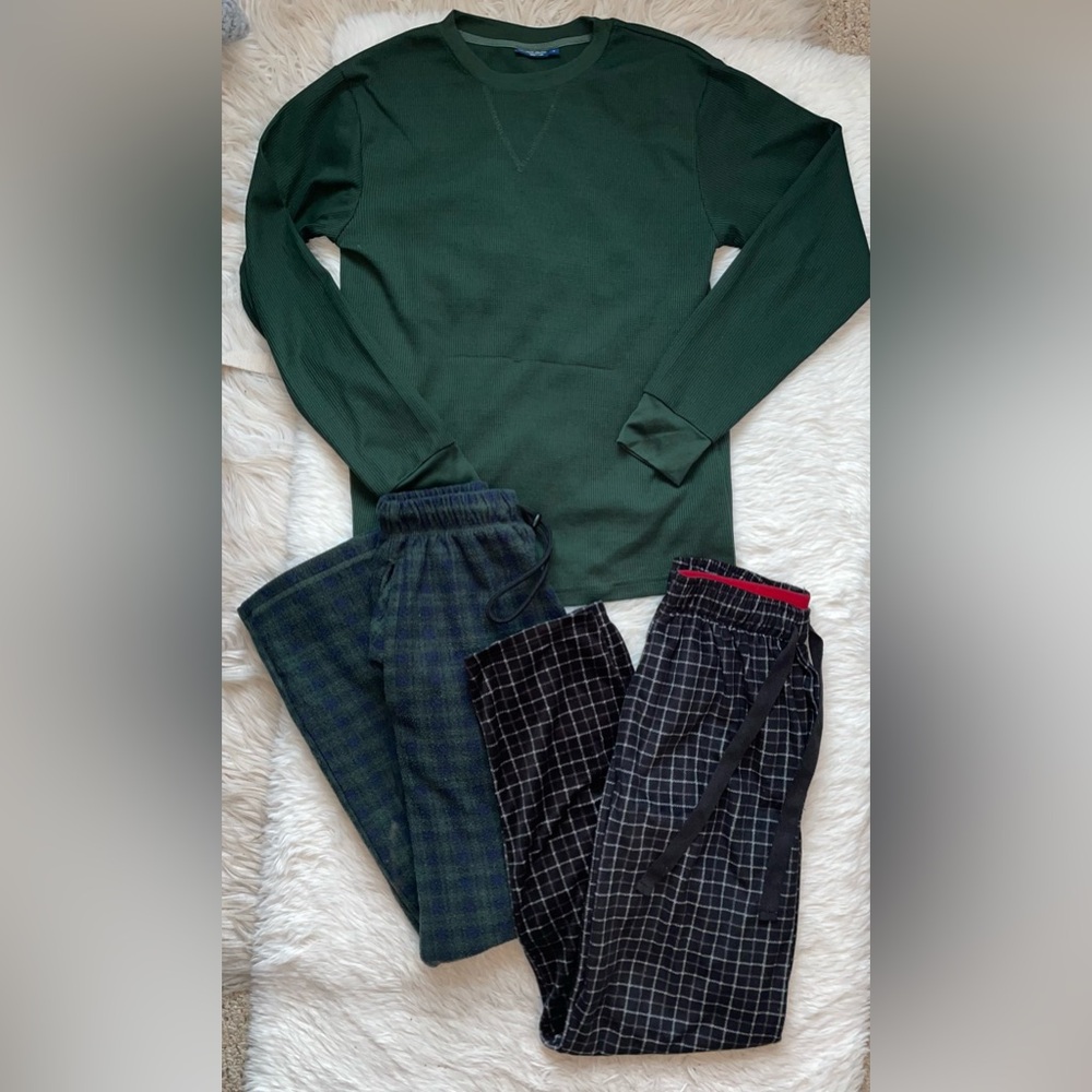 Men’s pajamas lot Sahara Club men’s S small plaid fleece pajama pants shirt soft